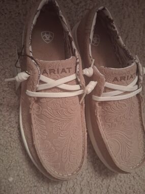 Ariat Taupe Embossed Slip-On Shoes with White Laces